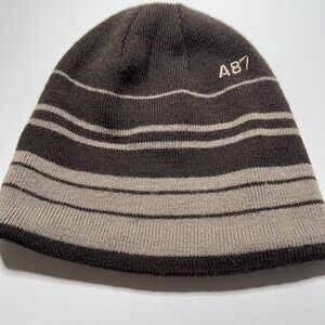Aeropostale A87 Striped Knit Beanie Brown & Tan